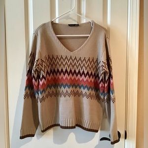 Black Tape_ V Neck Chevron Sweater